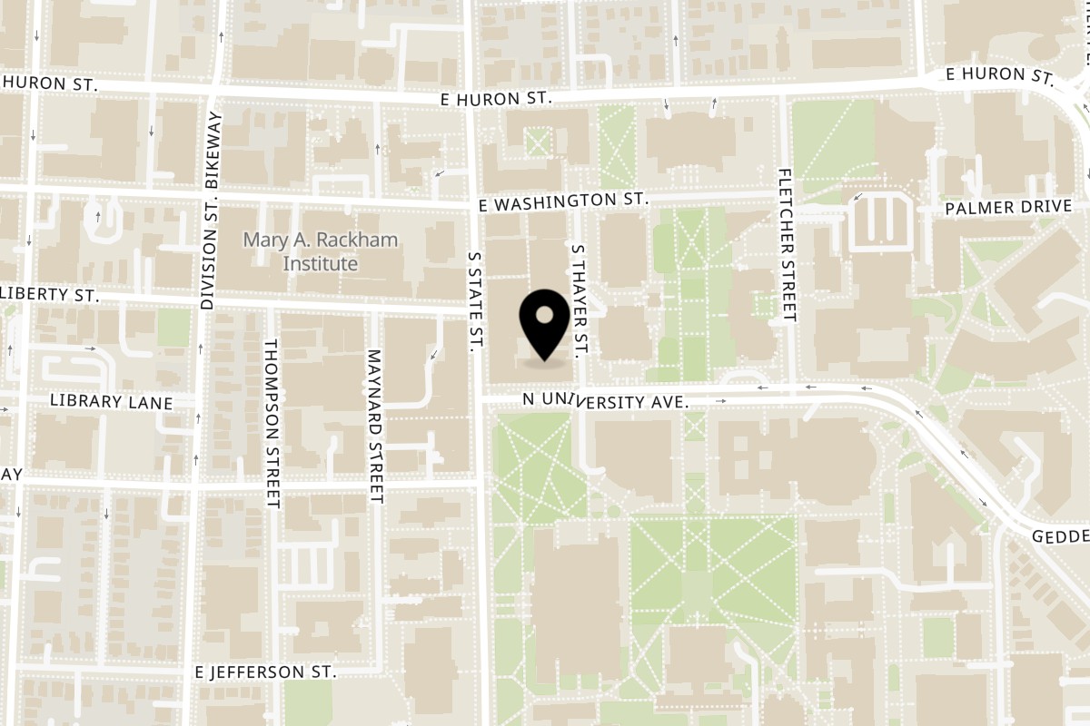 Map showing the location of Bodega Bros on 715 N University Ave in Ann Arbor